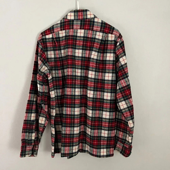 Vtg Pendleton Mens Multicolor Button Up Shirt M Stewart Plaid Wool Long Sleeve - Picture 3 of 6
